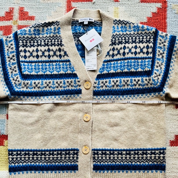 NWT JW Anderson x Uniqlo Soufflé Yarn Fair Isle Cardigan - Picture 9 of 10